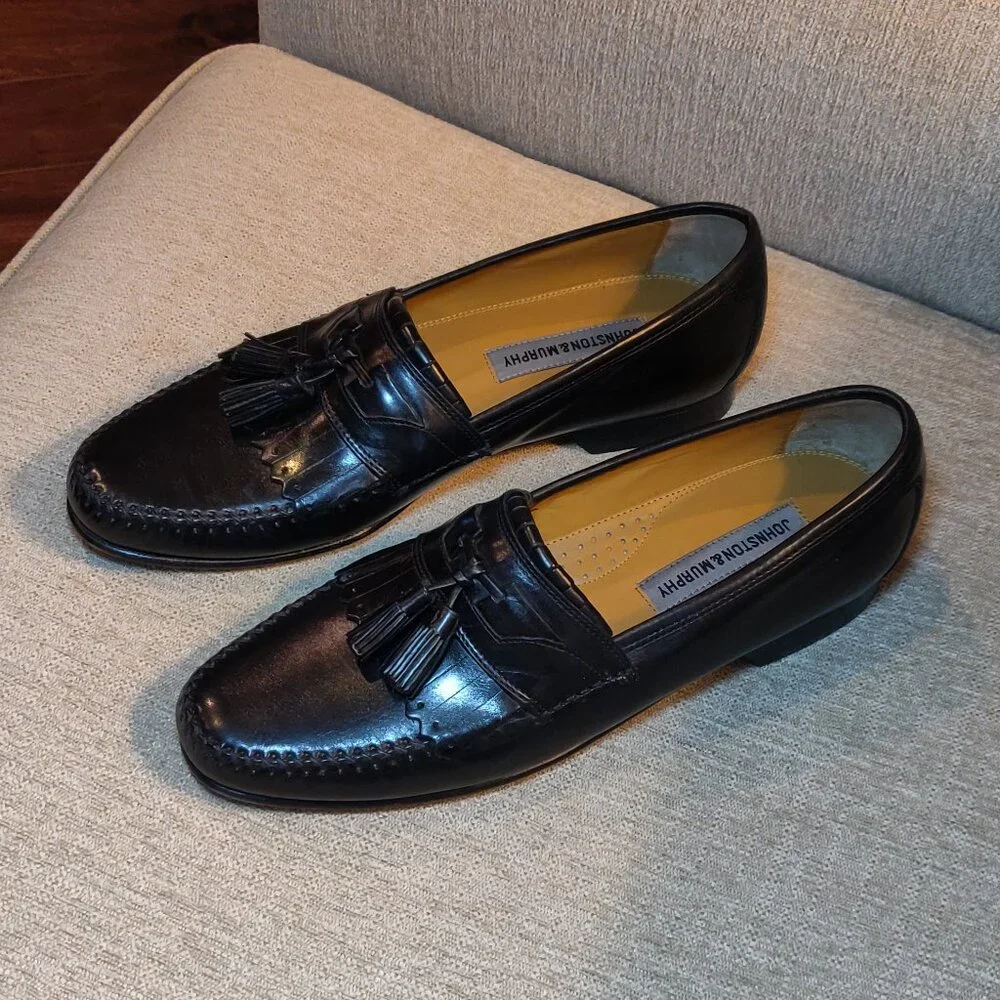 Johnston & Murphy Breland Black Leather Tassel Loafers SIZE 9N